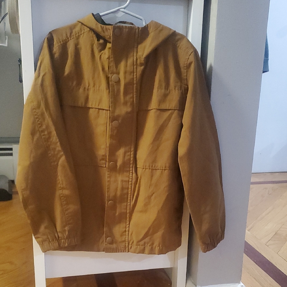Hooded Zip Utility Jacket for Kids- Golden Brown